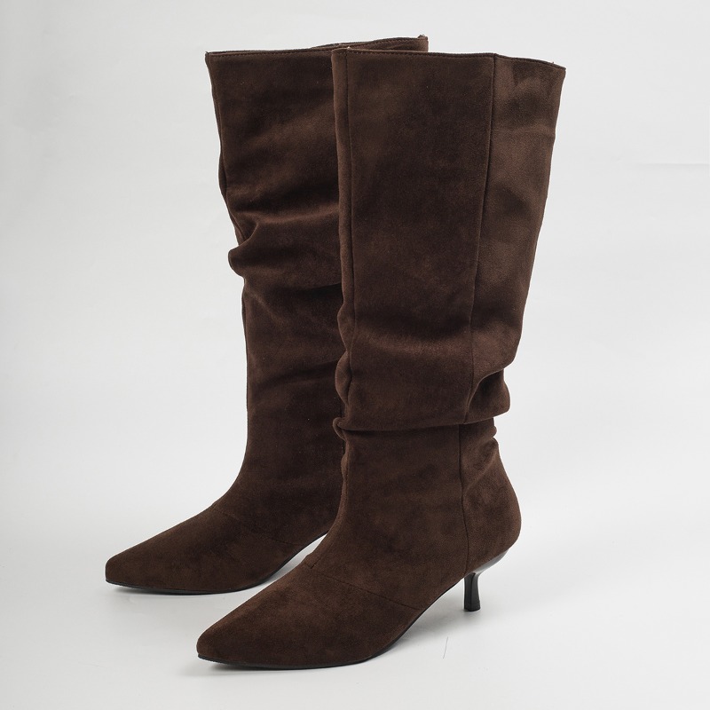 Knee High Boots Women - Frühling Herbst Damen Kunstwildleder Lässige Lange