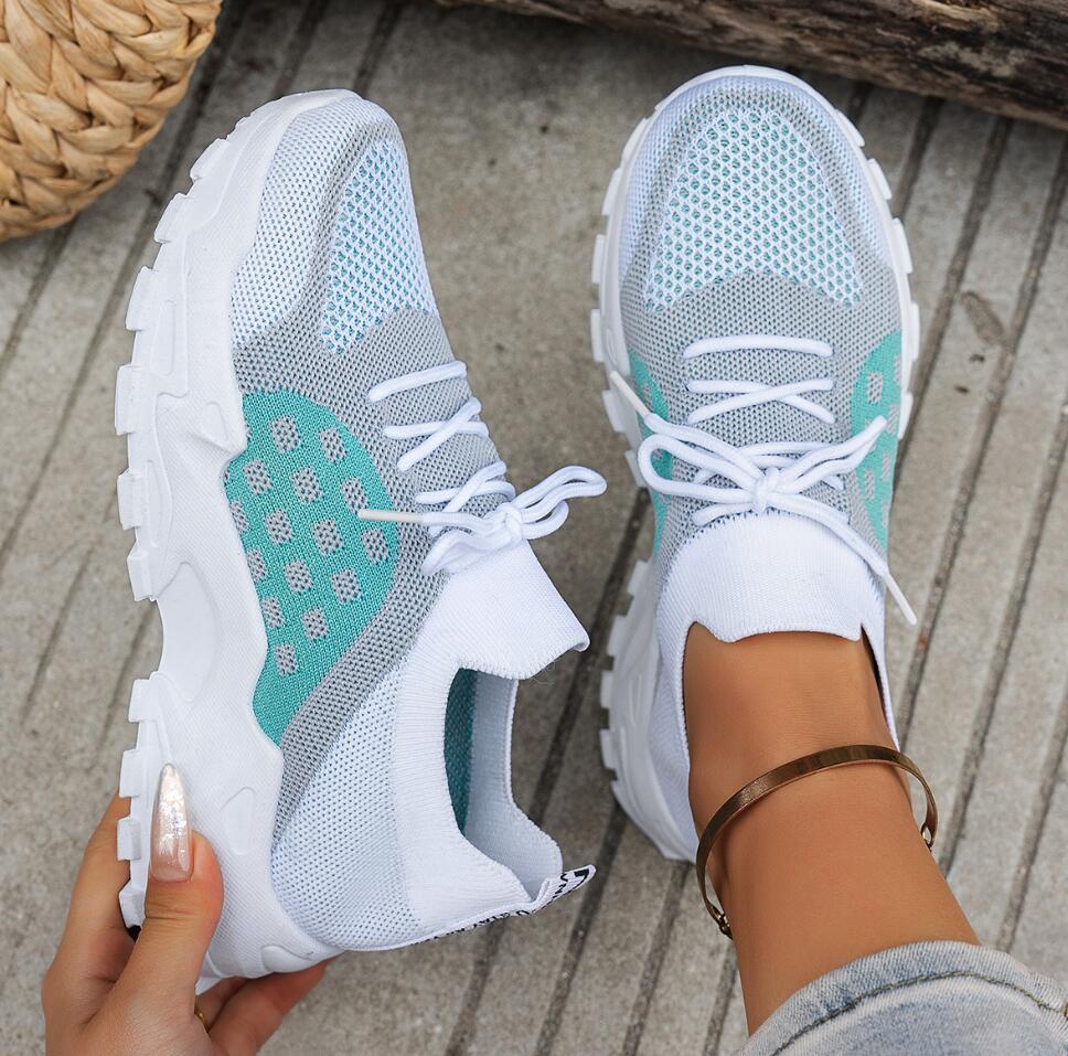 Women Shoes Tennis - Atmungsaktive Damen-Sportschuhe aus Strickmesh, Sommer-Freizeitsneaker mit