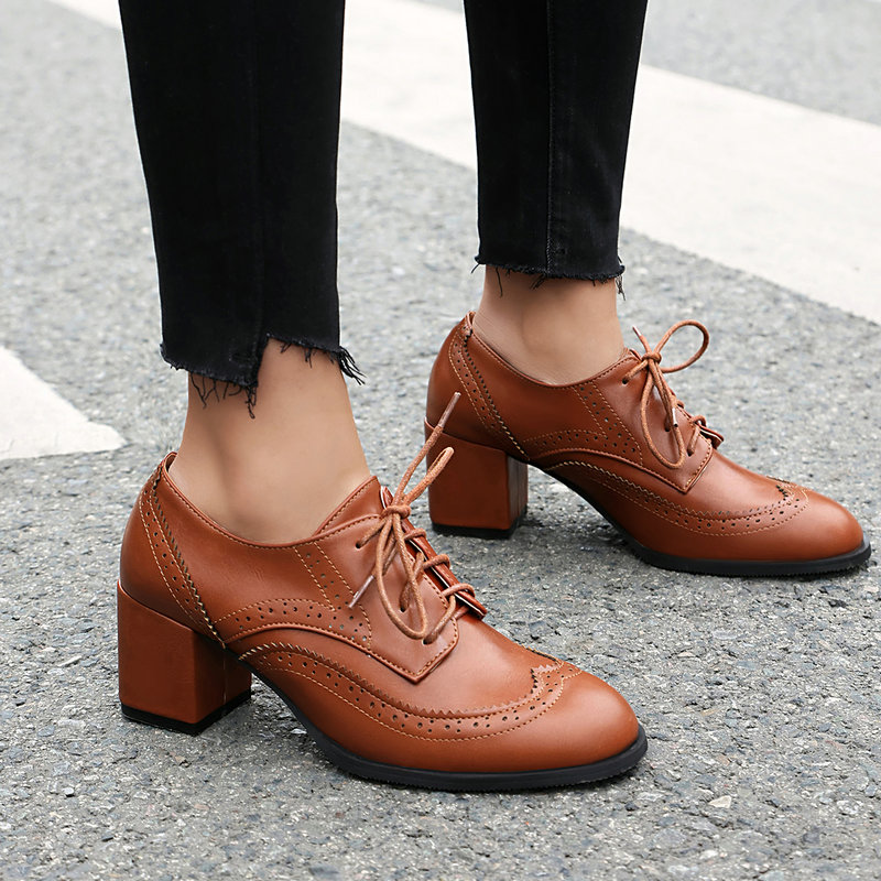 Oxford Lace Up Women - Plus Size 36-48 Braun Schwarz Farbe