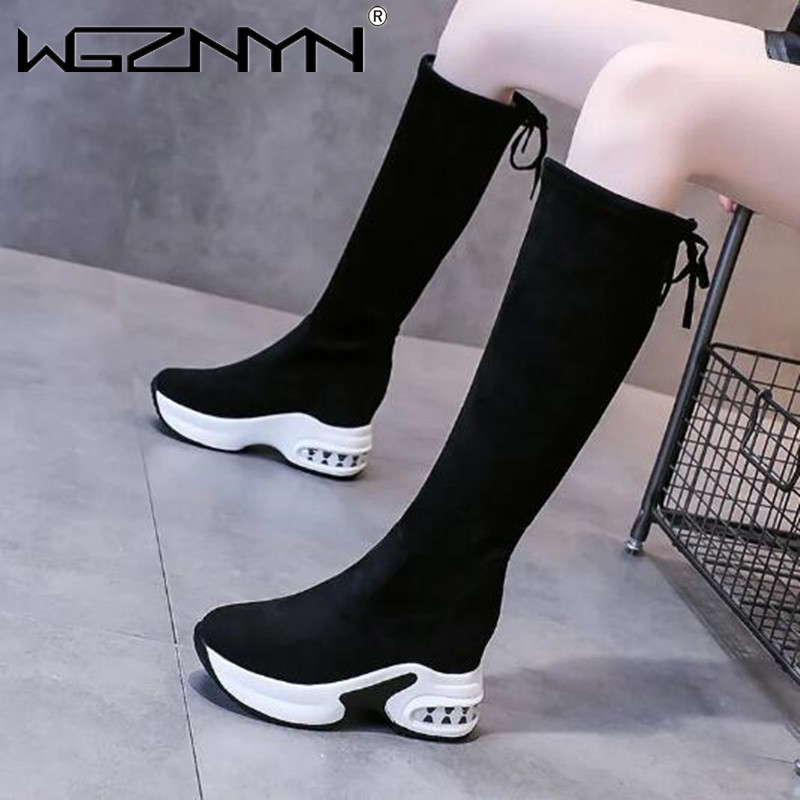 Knee High Boots Women - Winter Warme Chunky Plattform Lange Stiefel