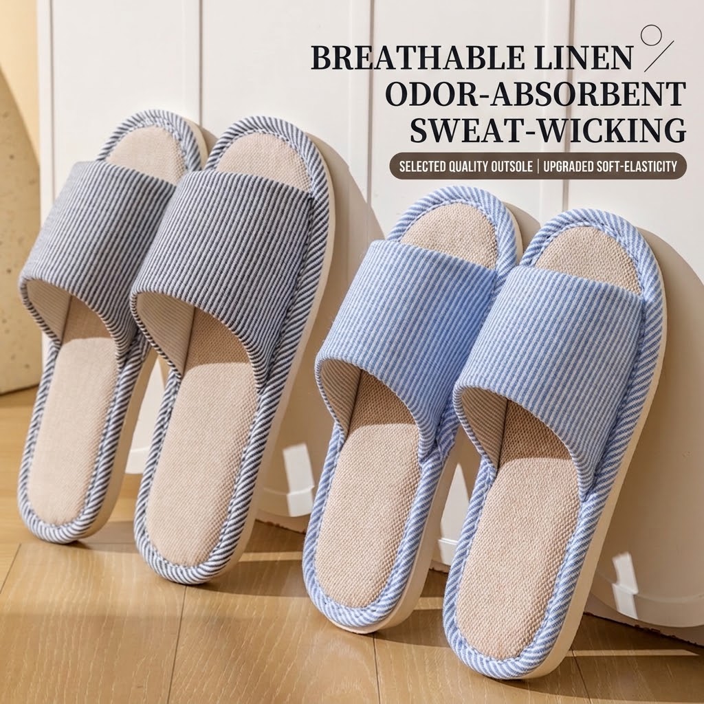 Mule Slip On - Atmungsaktive Leinen-Hausschuhe für Damen und Herren,