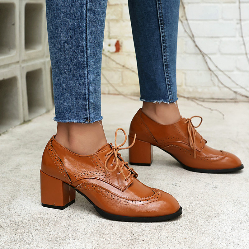 Plus Size 36-48 Braun Schwarz  – Oxford Lace Up Women Bewertung und Preis